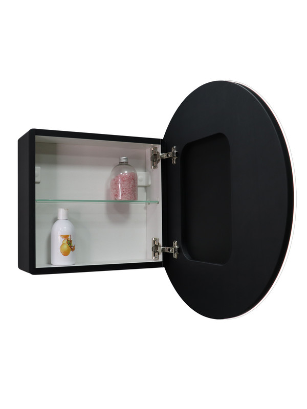 Зеркало-шкаф Torneo Black LED d 600 с подсветкой