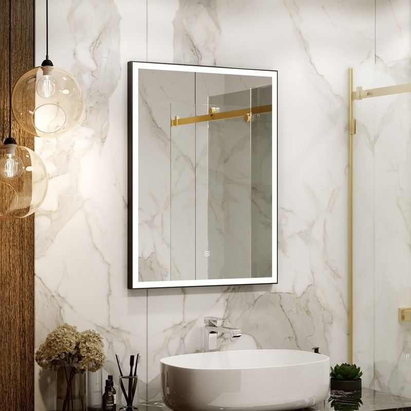 Зеркало Frame Black LED 600х800