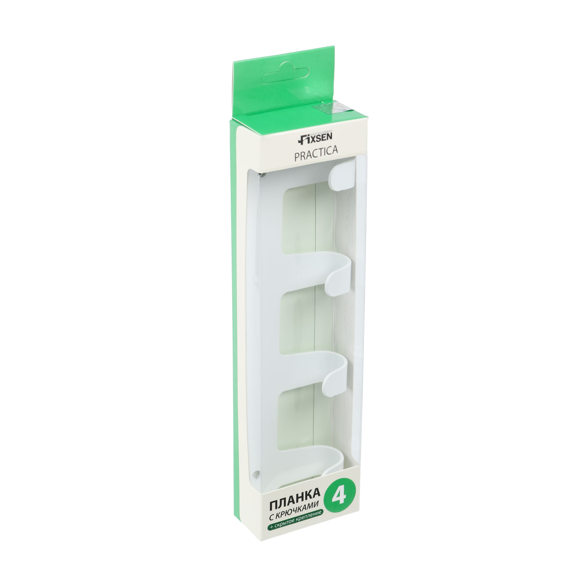 Планка 4 крючка Fixsen, FX-805W-4, белый