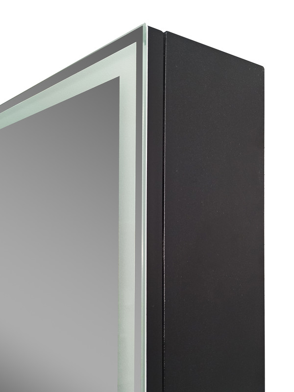 Зеркало-шкаф Mirror Box black Led 600х800