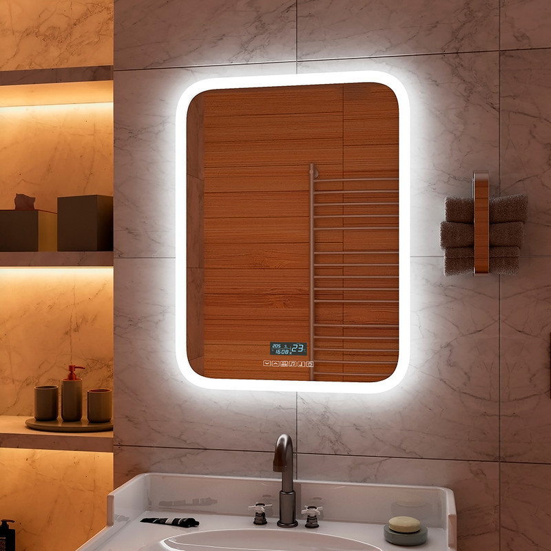 Зеркало Glamour LED с многофункциональной панелью 700х900