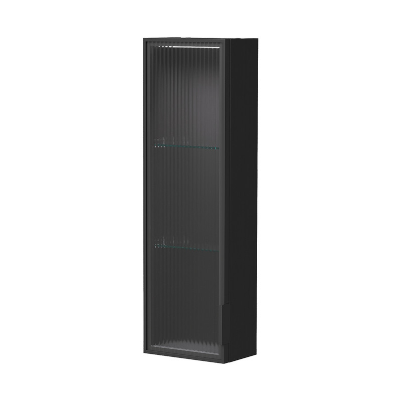 Шкаф EQUIL Stoune 25.1D со стеклом узкий универсальный, дуб черный (sSTOUNE25.1D.R/L-35)