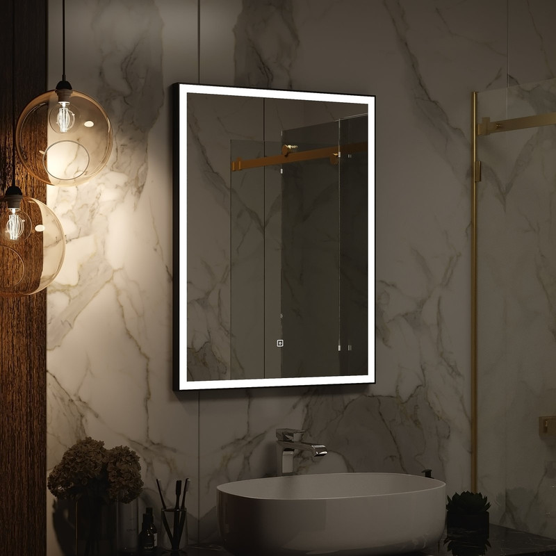 Зеркало Frame Black LED 600х800