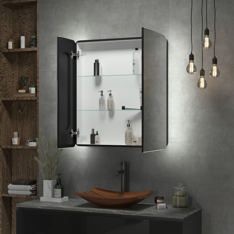 Зеркало-шкаф Eltoro black LED 760х850