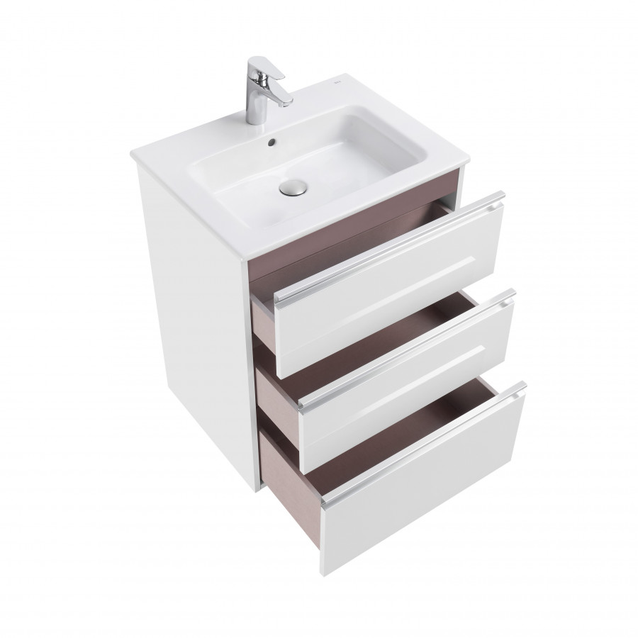 GAP Тумба под раковину GAP 60, белый глянец, 3 ящ., ROCA