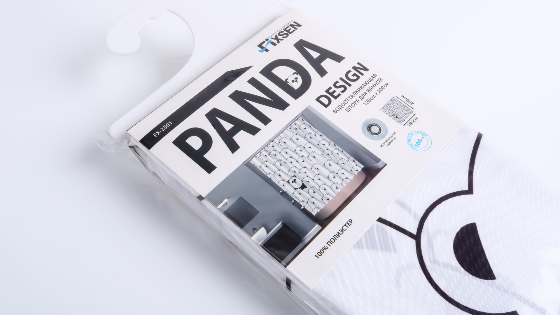 Шторка для ванной Fixsen Panda FX-2501, без колец