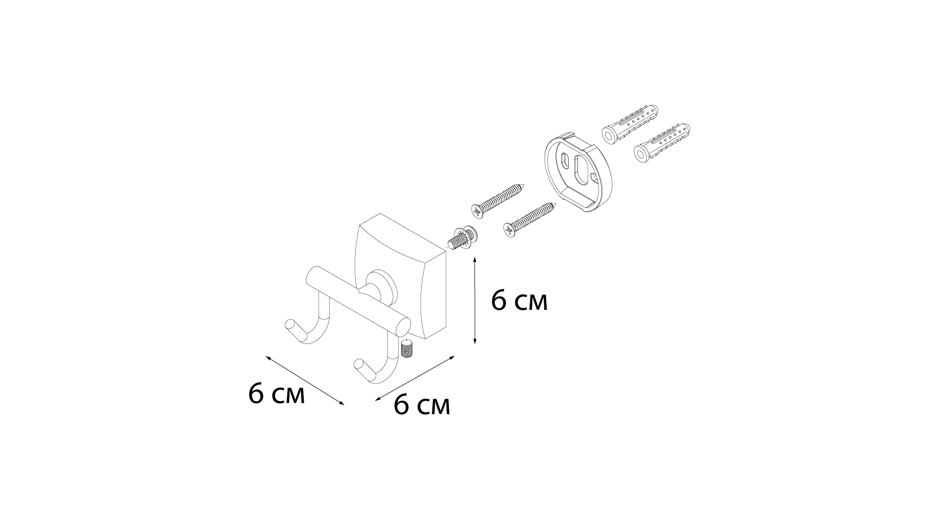 Крючок двойной FIXSEN Kvadro (FX-61305B)