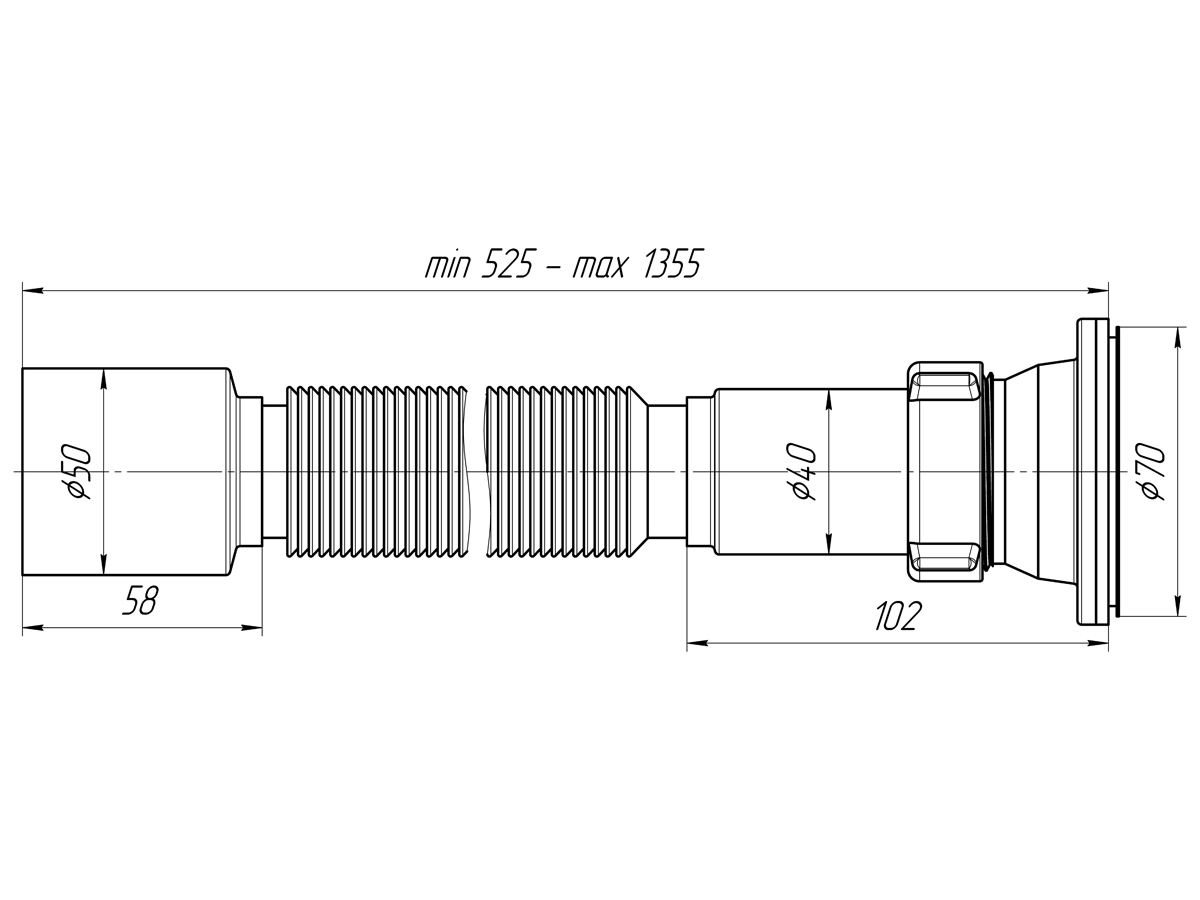 Сифон для мойки АНИ Пласт G115 1 1/2 дюйма 50 гофрированный 525-1355