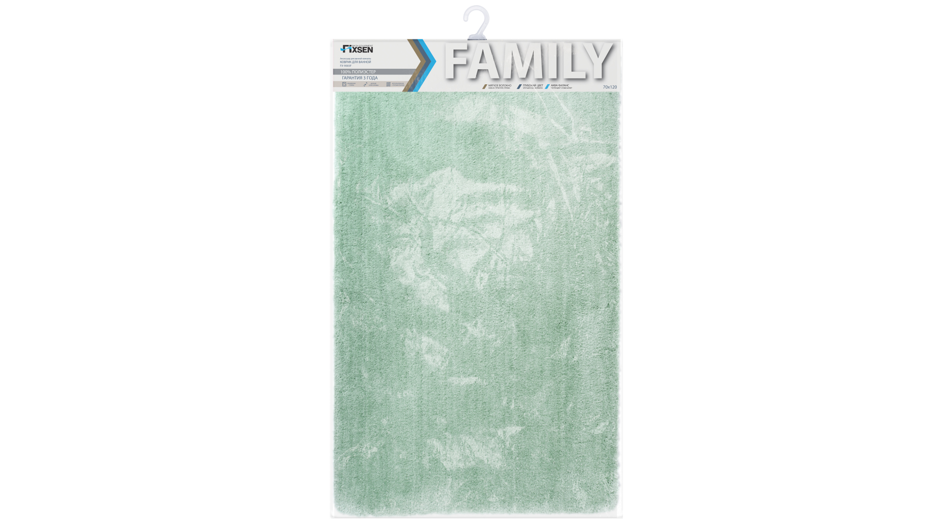 Коврик для ванной Fixsen Family, зеленый, 1-ый (70х120 см) FX-9003F