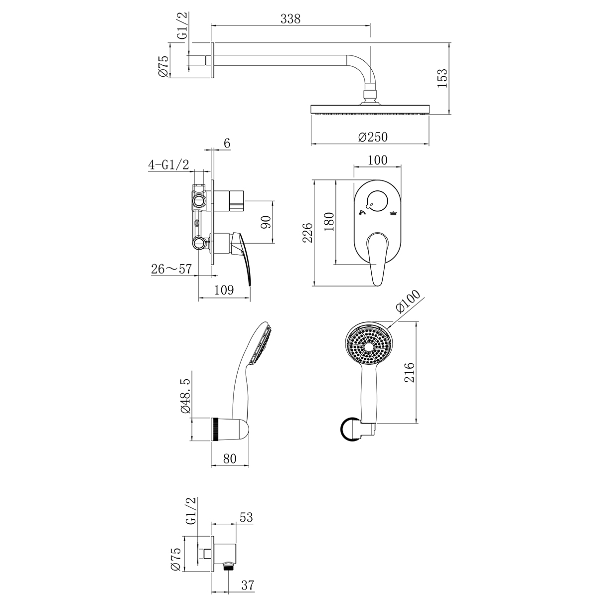 Смеситель Lemark Linara LM0429C для душа, встраиваемый