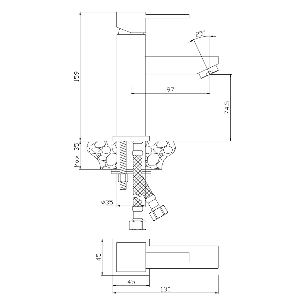 Смеситель для раковины KRISTAL, KRI22-210