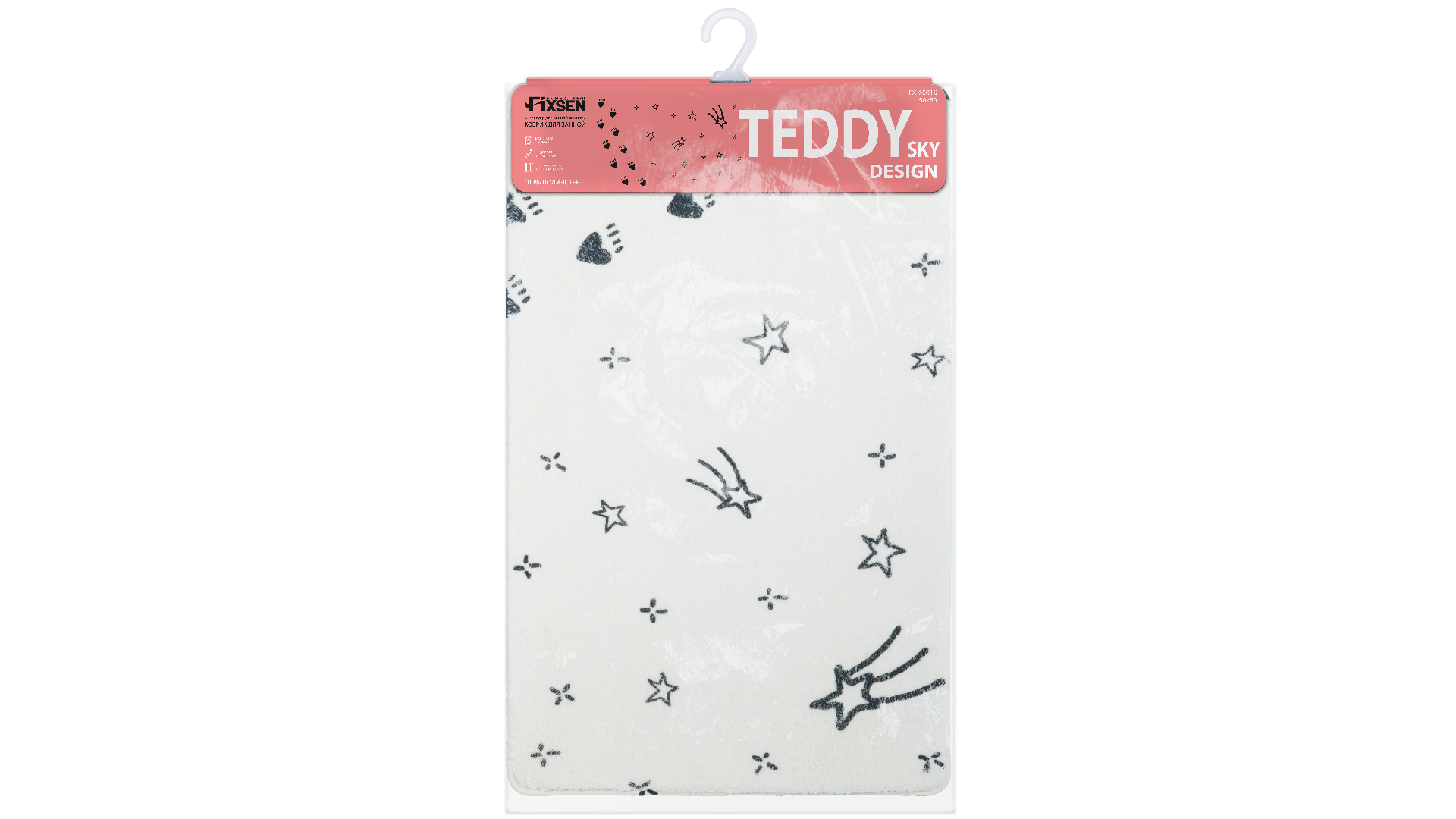 Коврик для ванной Fixsen Teddy Sky 1-ый FX-6001S, белый, 50х80см