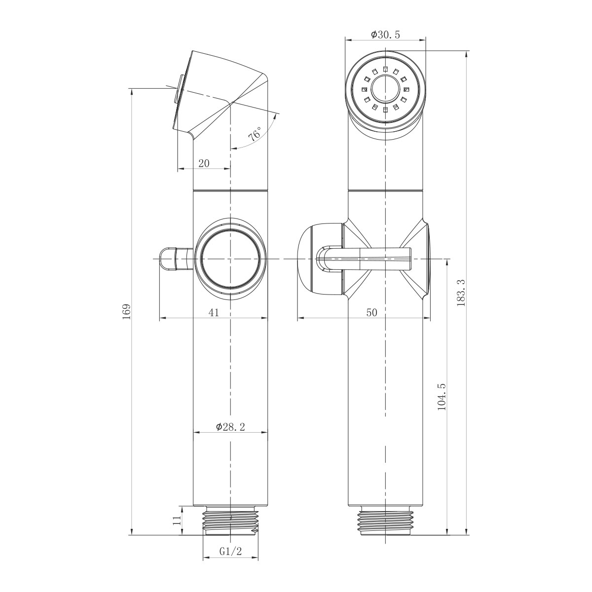 Лейка душевая  с плавной регулировкой, черный,LM, LM8075BL