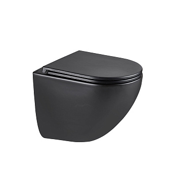 GLAZER BLACK MATT Унитаз подвесной безободковый с сиденьем микролифт,черный, LM, 9612004